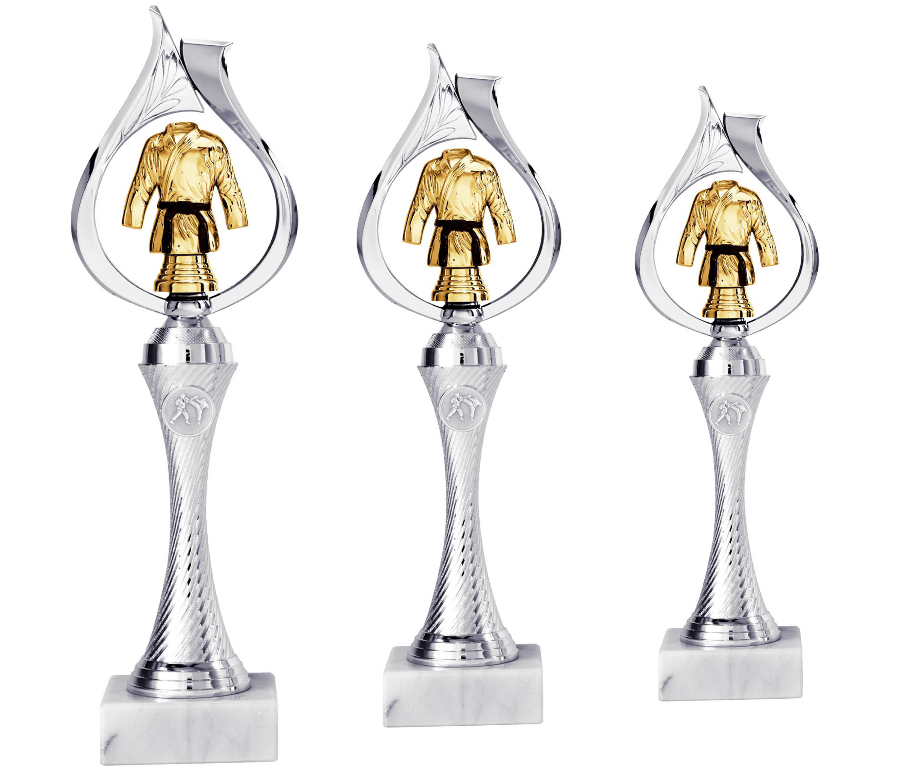 Kampfsportaufsteller Silber mit Figur in Gold (Artikel 4303)