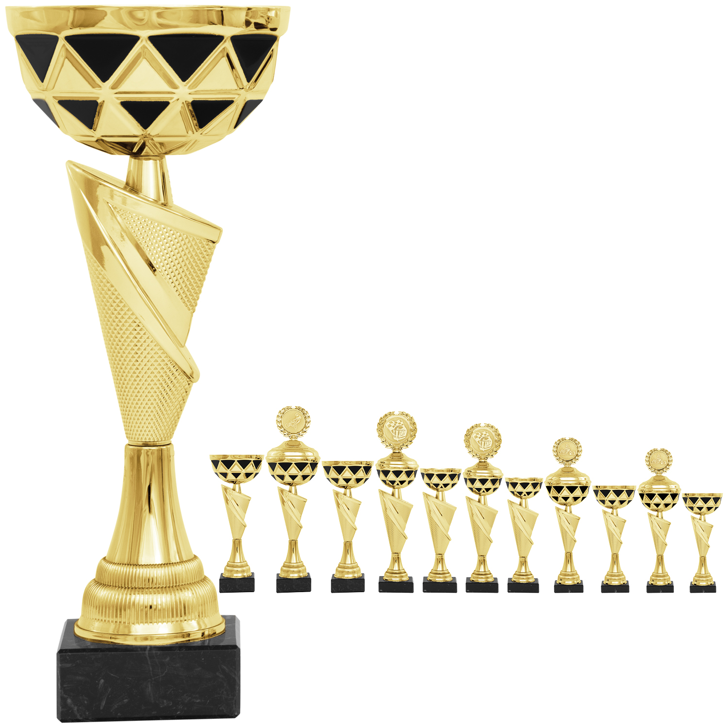 Goldener Pokal mit schwarzen Schalenelementen (Artikel 8270 o.D.) und (Artikel 9270 m.D.)