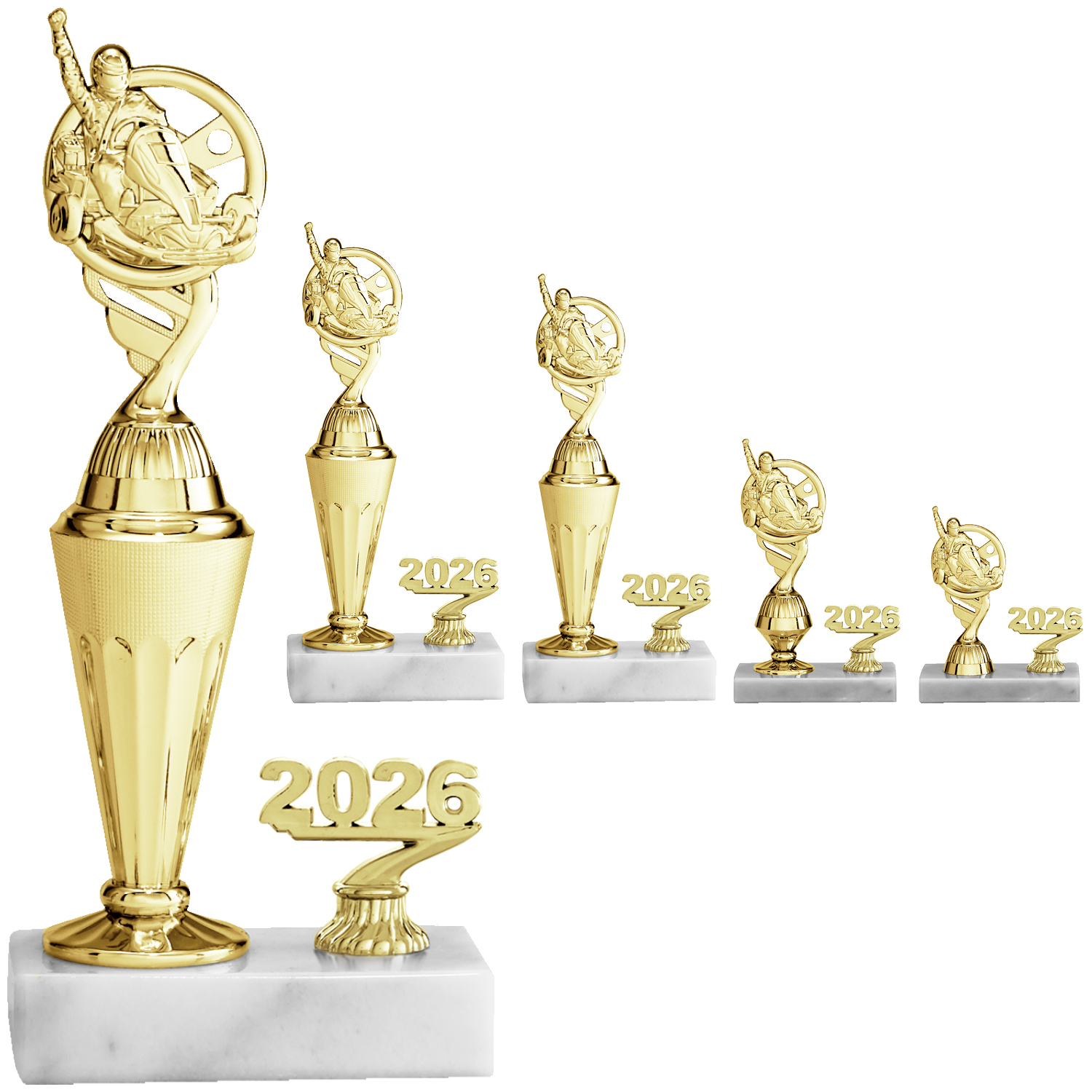 Motorsportaufsteller mit Figur in Gold (Artikel 4636)