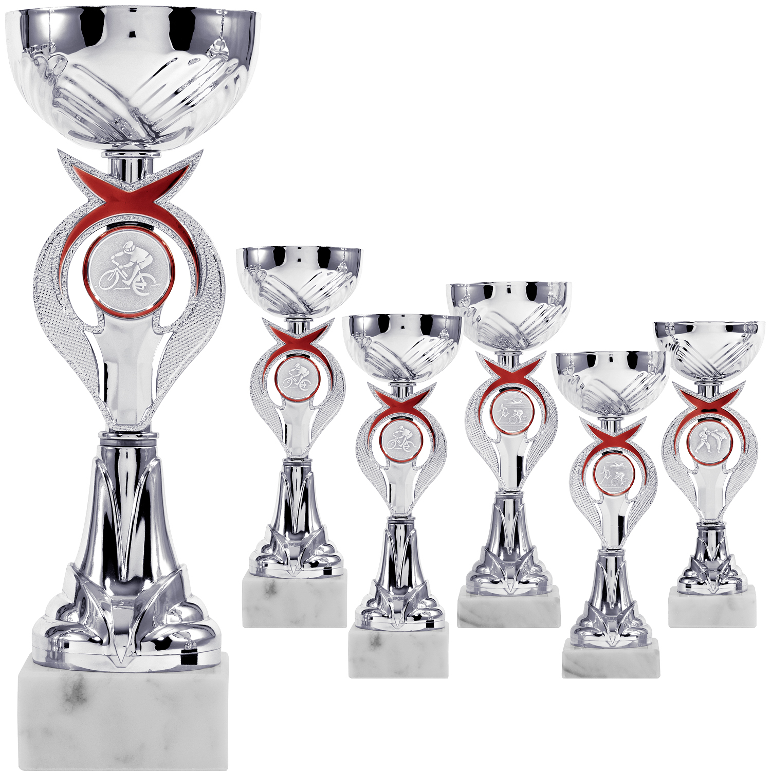 Pokalserie in Silber mit roten Akzenten (Artikel 4080)