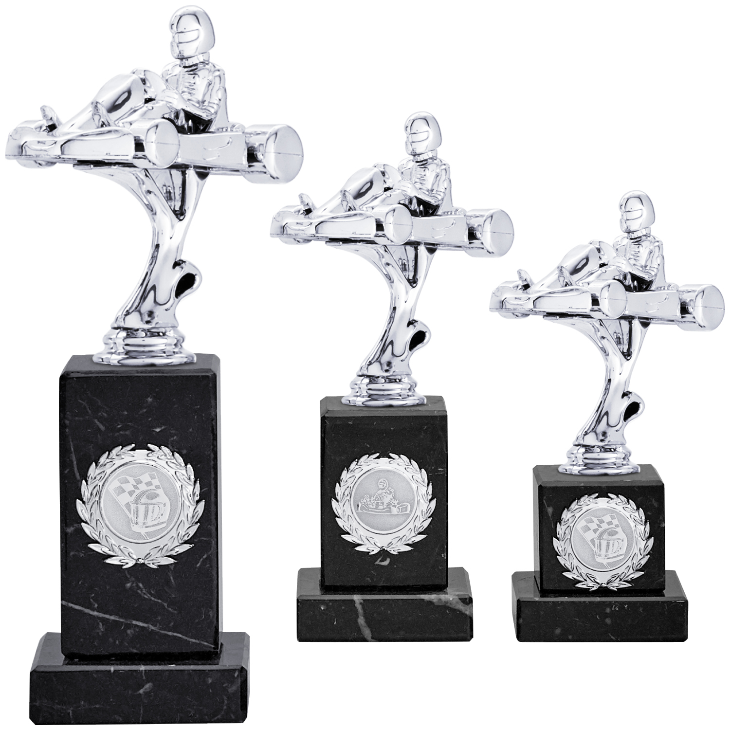 Motorsportfigur auf Marmorsockel (Artikel 4340 4341 4342)