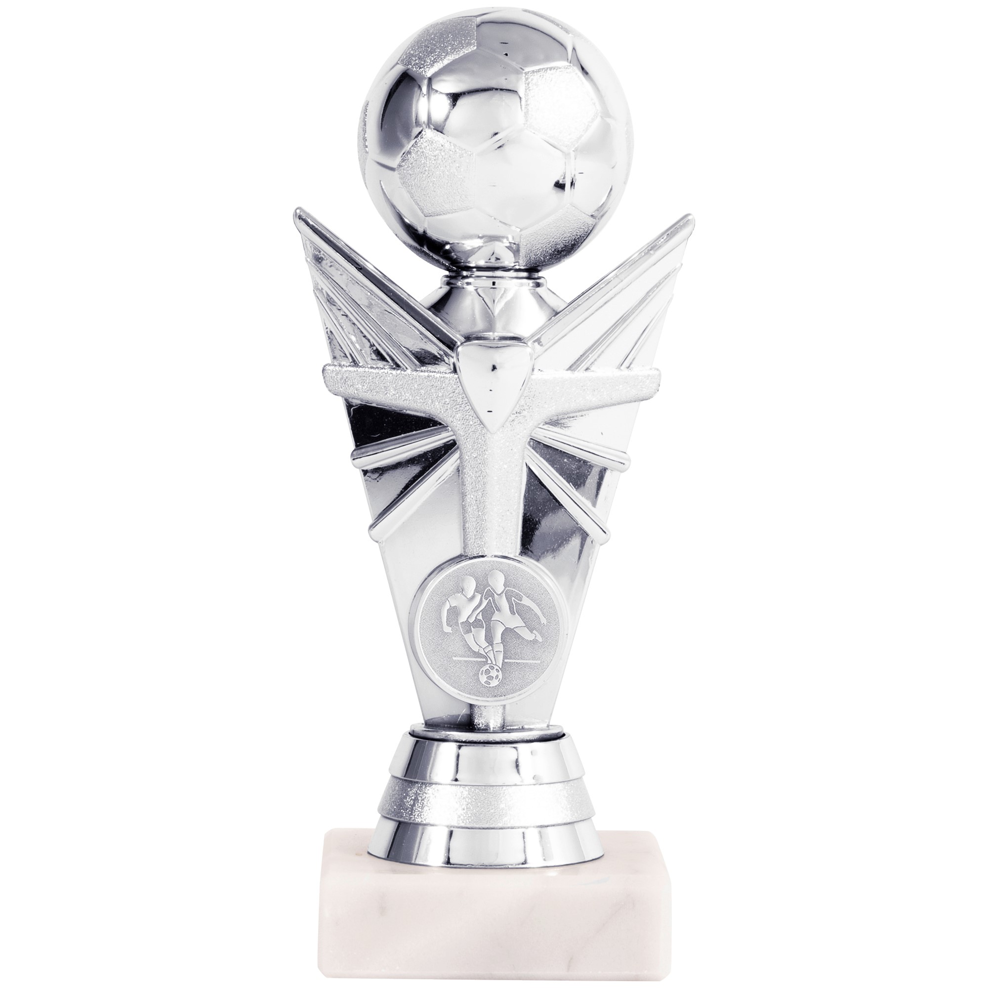 Pokal mit 3D Fußball in Silber (Artikel 4840)