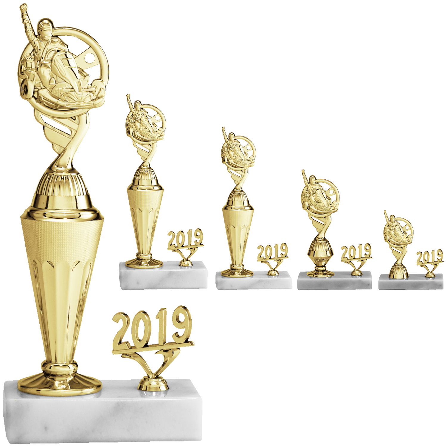 Motorsportaufsteller mit Figur in Gold (Artikel 4636)