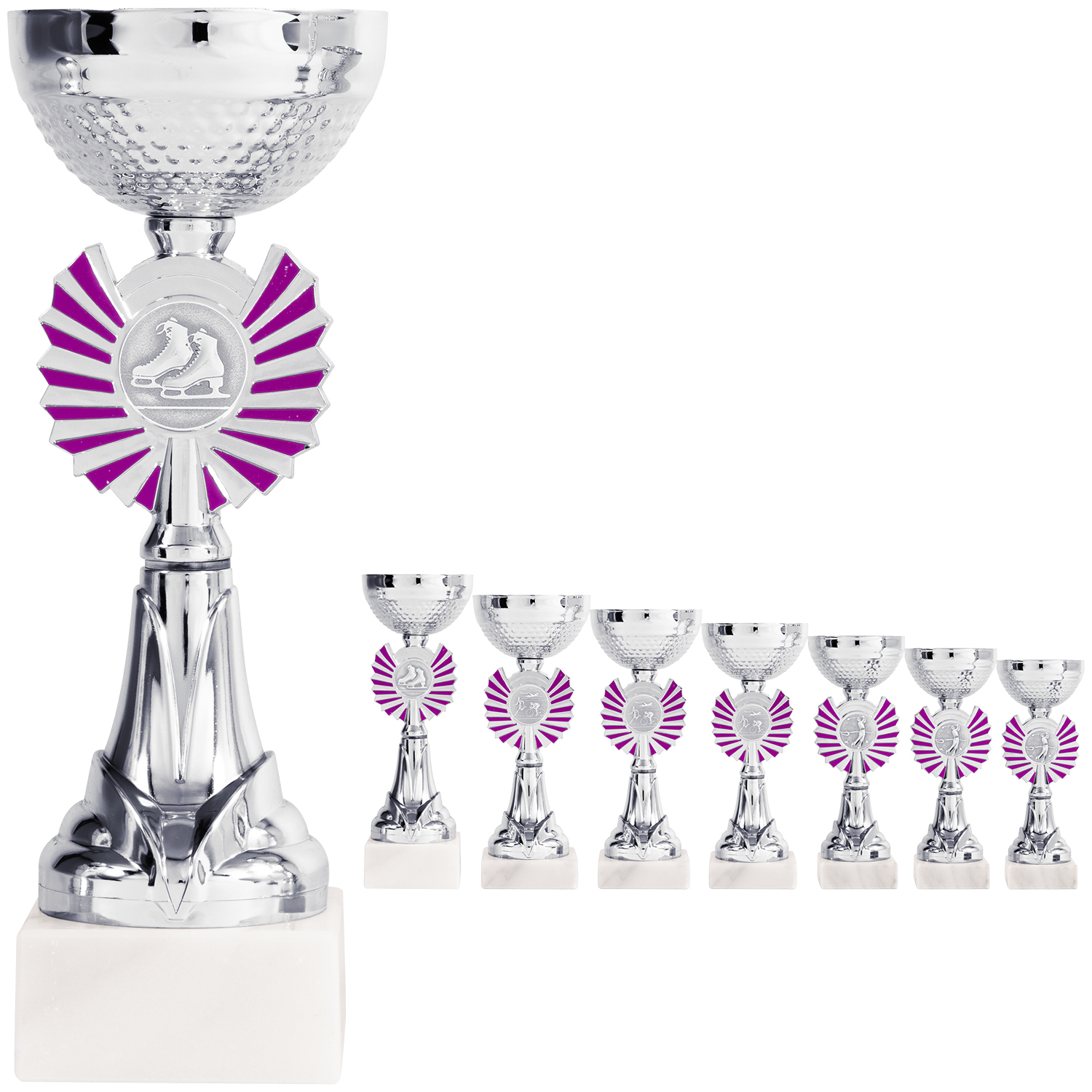 Knallige Pokalserie in Pink und Silber (Artikel 8320 o.D.)