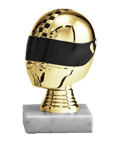 Motorsportaufsteller mit 3D Helm in Gold (Artikel 4623)