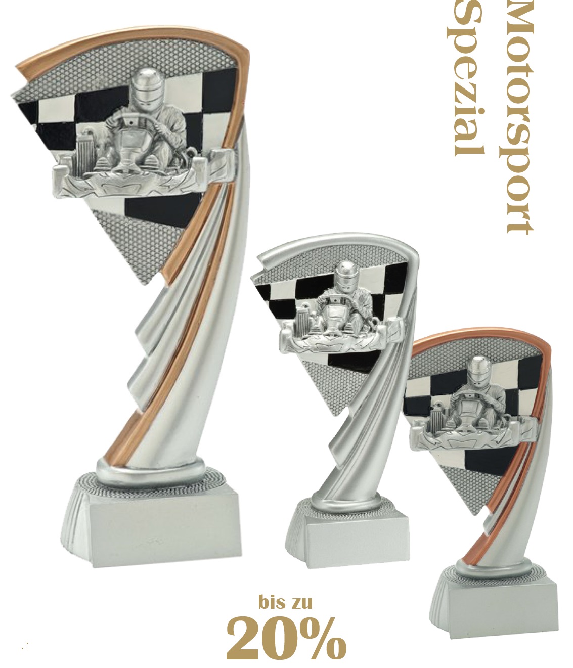Motorsport-Trophäe in drei Farben und Größen(Artikel 4436 br 4437 si 4438 go)