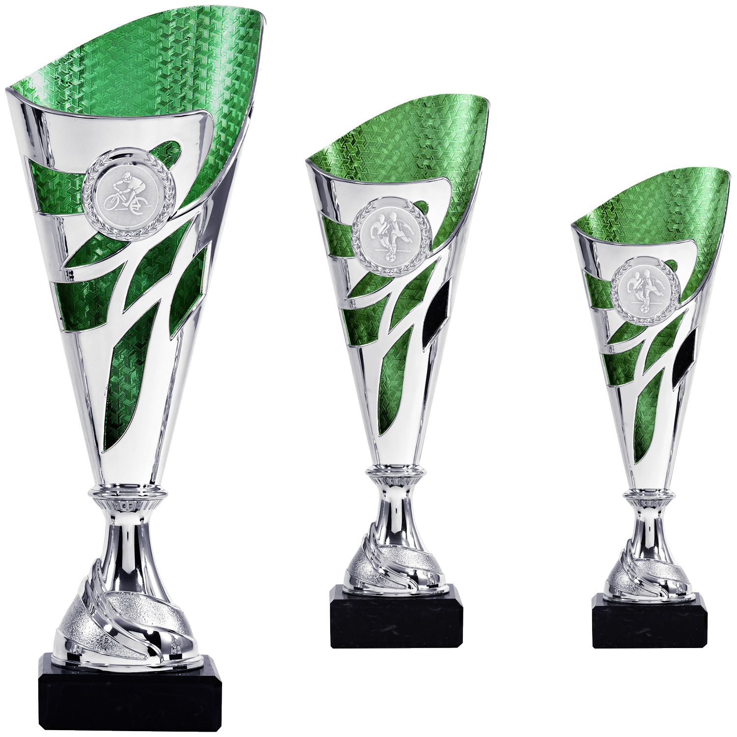 Pokalserie in Silber und Grün (Artikel 8927 8928 8929)