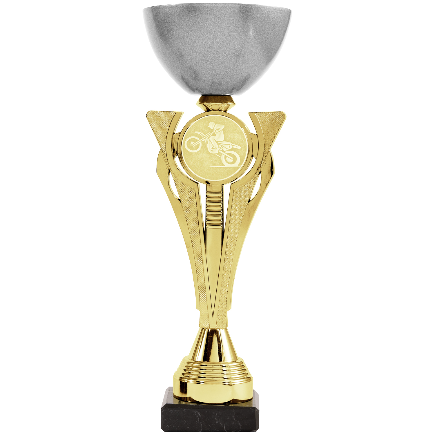 Grauer Pokal mit Gold, Silber, Bronze (Artikel 8087 8088 8089)