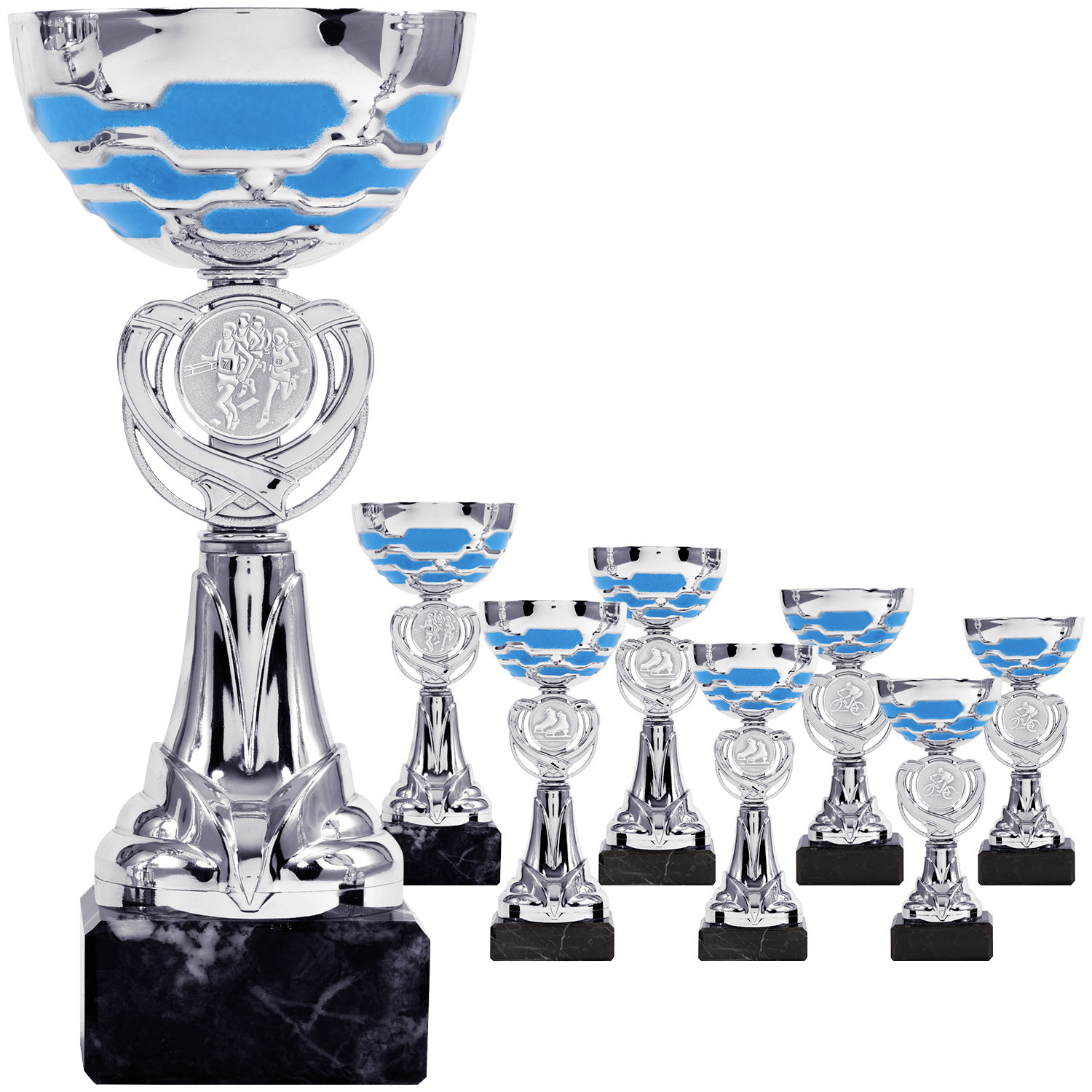 Pokalserie in Silber und Blau (Artikel 8050)