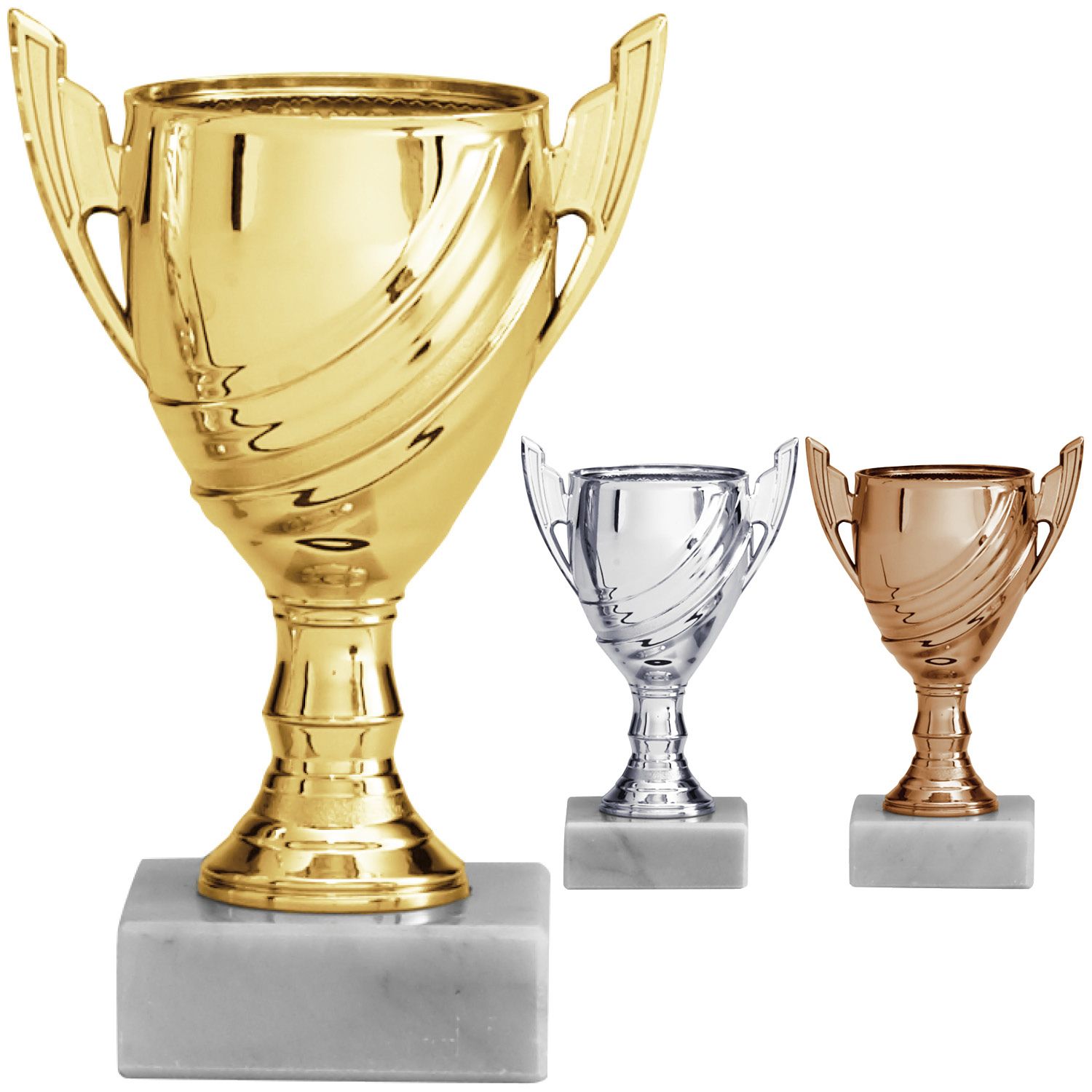 Mini-Pokal in Gold, Silber und Bronze (Artikel 195 194 193)
