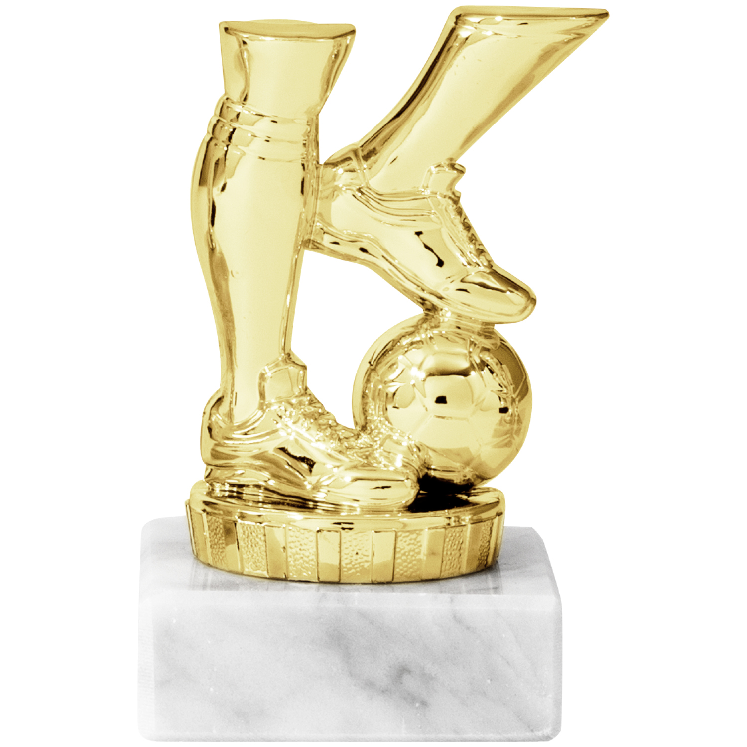 Goldener Fußballausteller mit Beinen und Ball (4804)