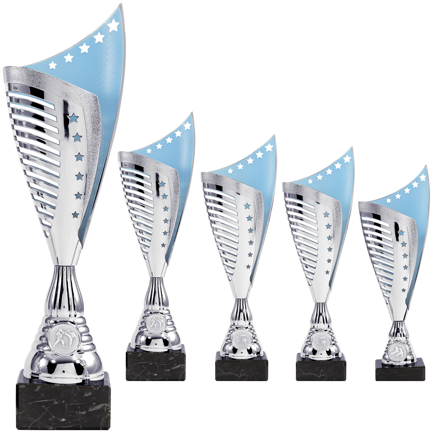 Pokalserie in Silber und Hellblau (Artikel 8760)