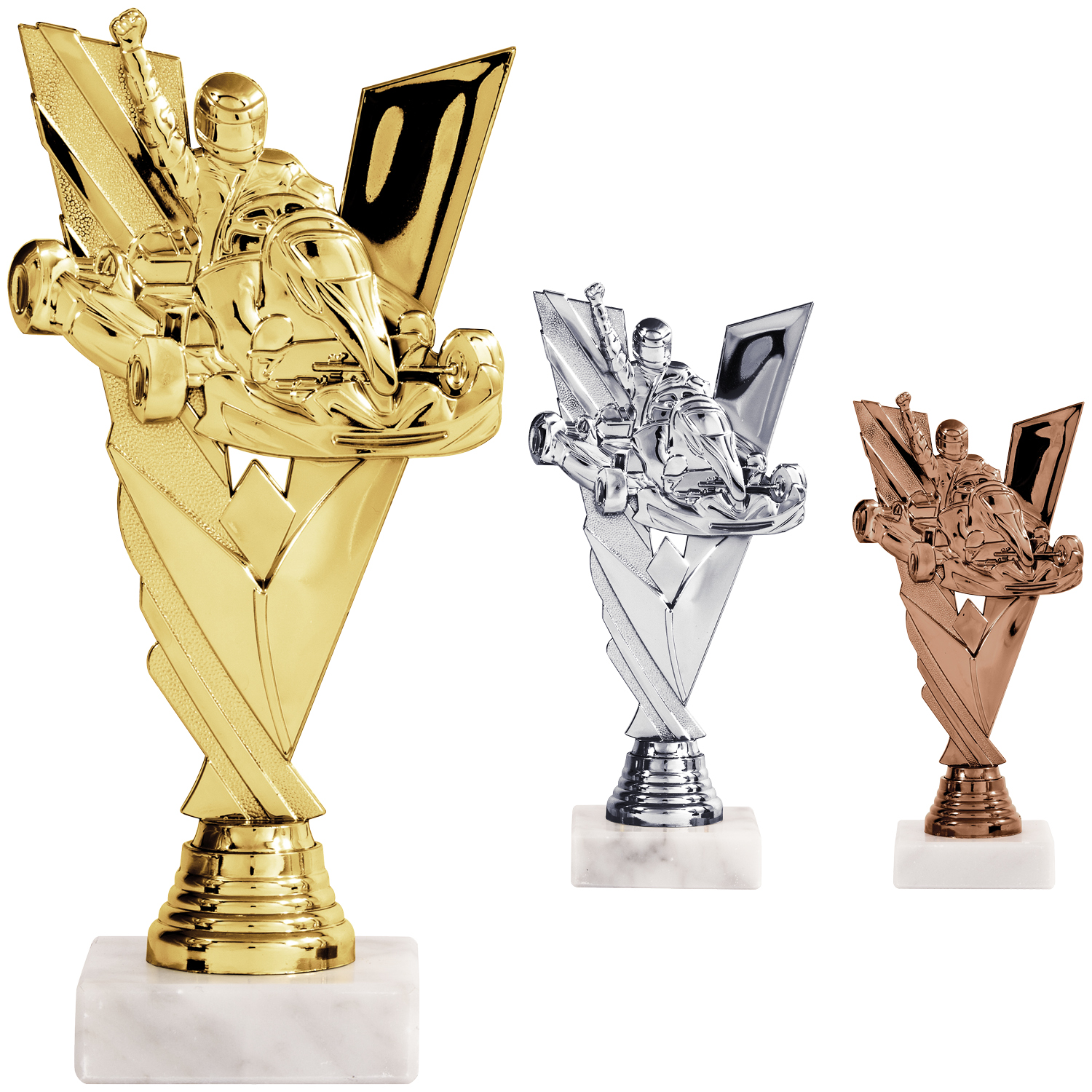 Kartaufsteller in Gold, SIlber und Bronze (Artikel 4610, 4611, 4612)